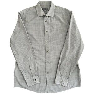 Geoffrey Beene Men's Wrinkle-Free Slim Fit Gray Button Down Shirt - Large